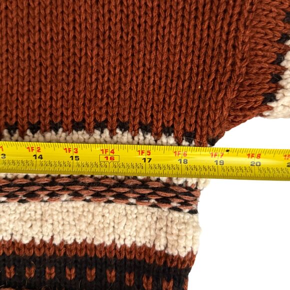 Elsamdna Athropologie Brown Striped Chunky Knit Sweater Size L - Picture 9 of 9
